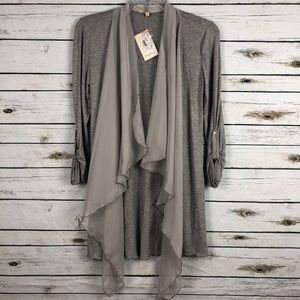 NWT REORDER medium grey sheer cardigan sweater